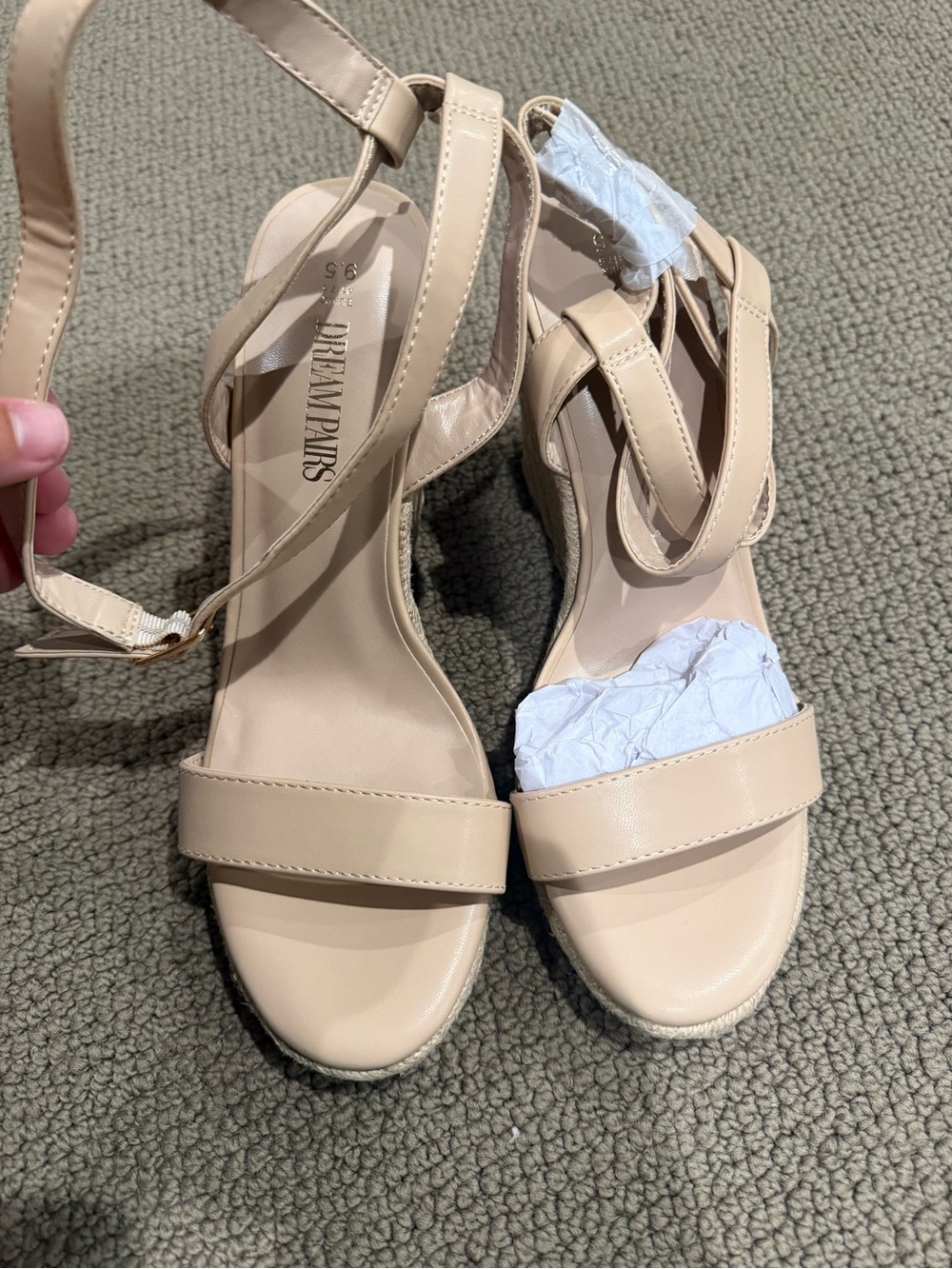 Dream Pairs Nude Strappy Block Heel Sandals